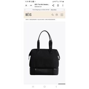 Beis The Mini Weekender Bag - Black W/O Shoulder Strap